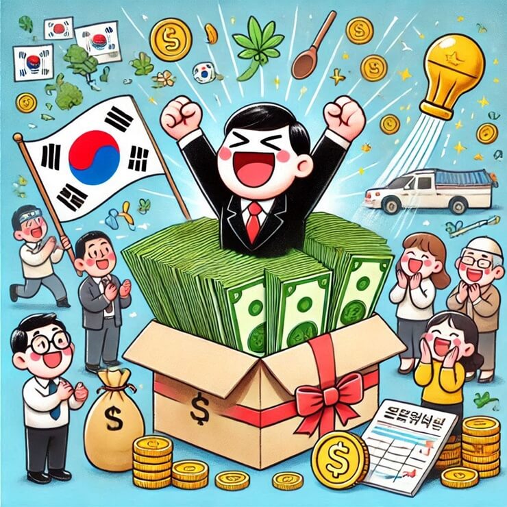 연말정산을 성공적으로 하여 세금 환급을 받은 기쁨을 표현한 이미지